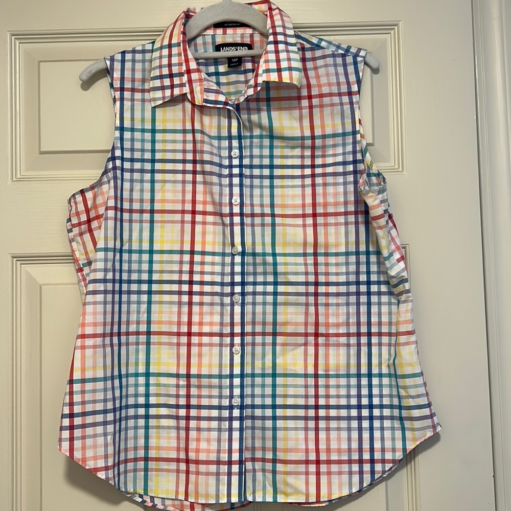 Lands End Rainbow Button Down Tank